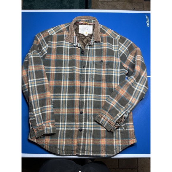 Urban Outfitters Koto Shacket Flannel Jacket Mens‎ L Green Plaid Quilt Lined🔥 - Picture 1 of 14